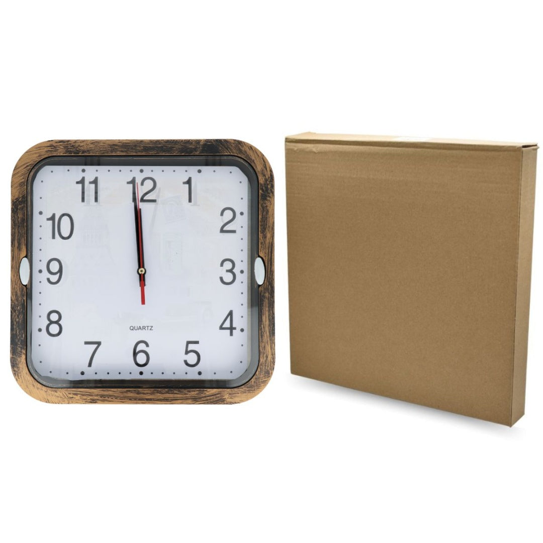 Reloj de pared cuadrado 26x26cm. Dorado