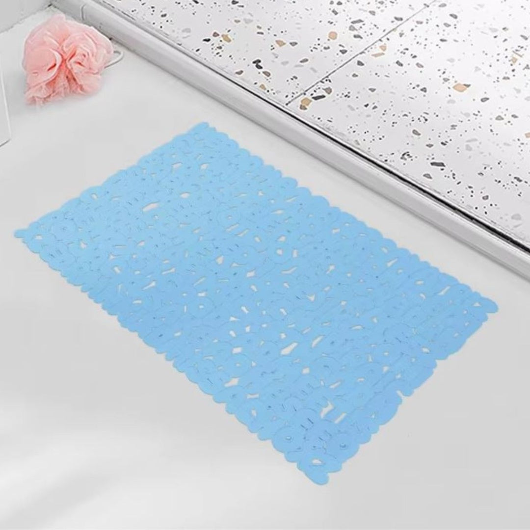 Alfombra de ducha antideslizante 36x66cm. Celeste