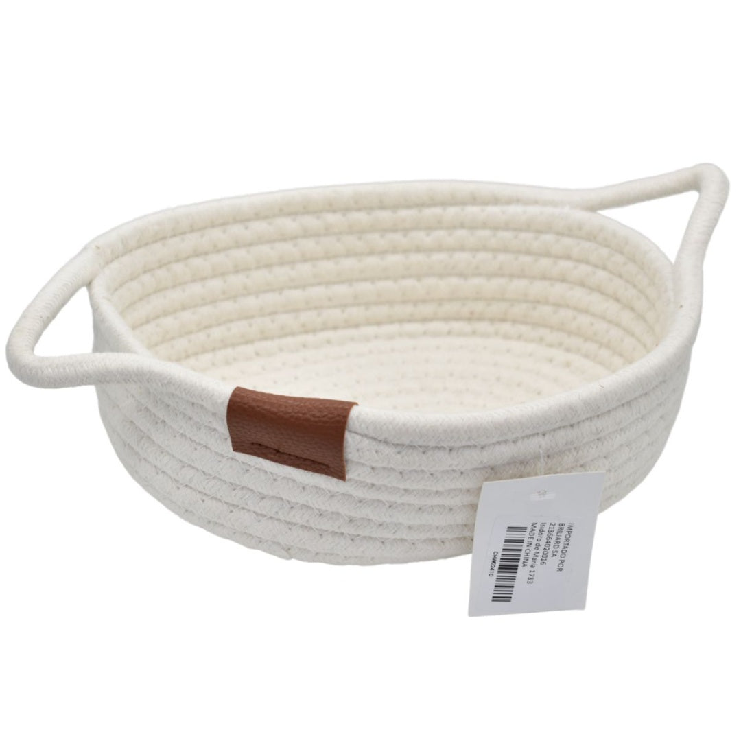 Organizador tejido blanco con asas 27x8cm.