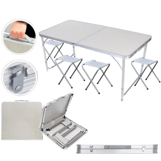 Mesa plegable de camping con bancos 120x60x55cm