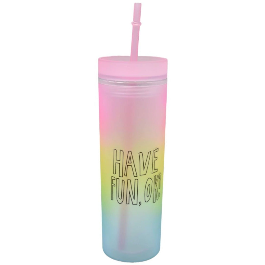 Vaso acrílico con tapa y sorbito 500ml.