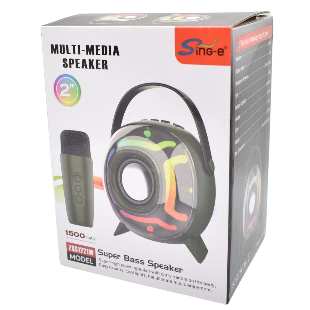 Parlante Bluetooth karaoke con micrófono y luces