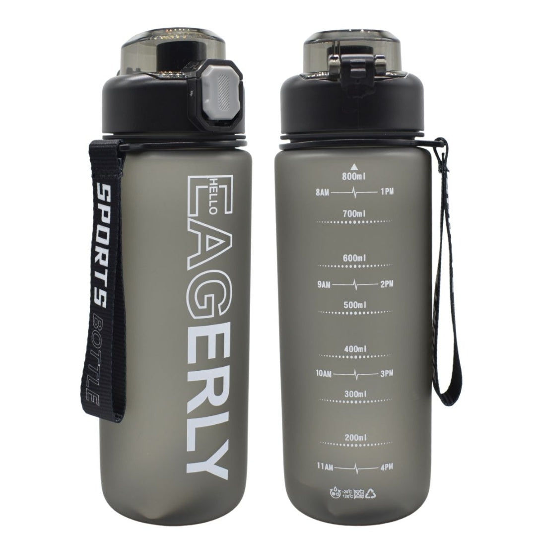 Botella deportiva con indicador 800ML. Negro