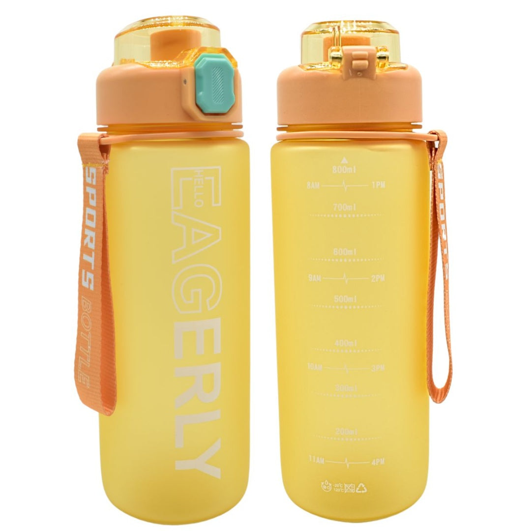 Botella deportiva con indicador 800ML. Amarillo
