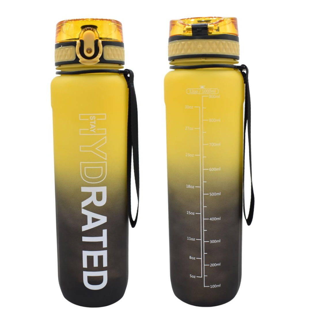 Botella deportiva con indicador 1L. Amarillo