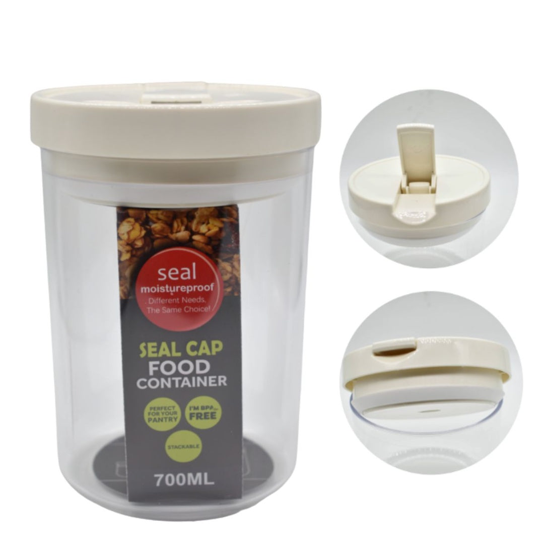 Recipiente acrílico hermético beige para alimentos 700ml