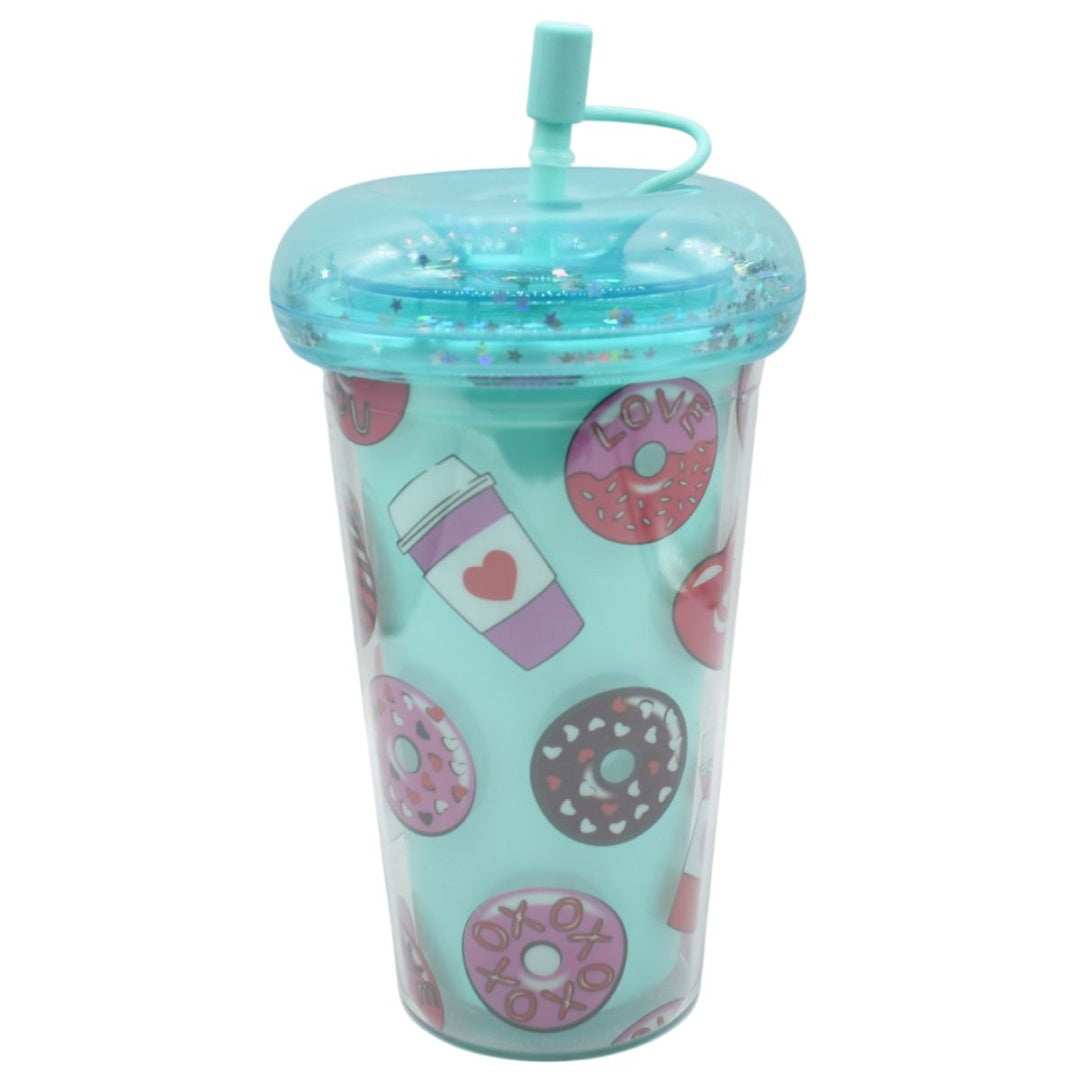 Vaso acrílico doble pared 450ml. Celeste