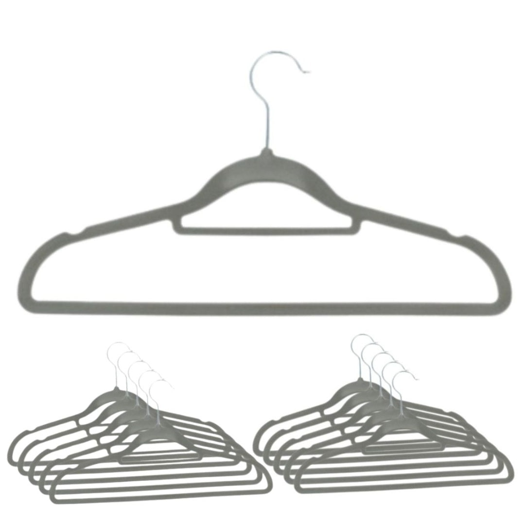 Percha de terciopelo 42cm x10 unidades gris