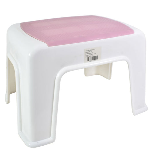 Banco taburete de plástico 32x24x21cm. Rosa