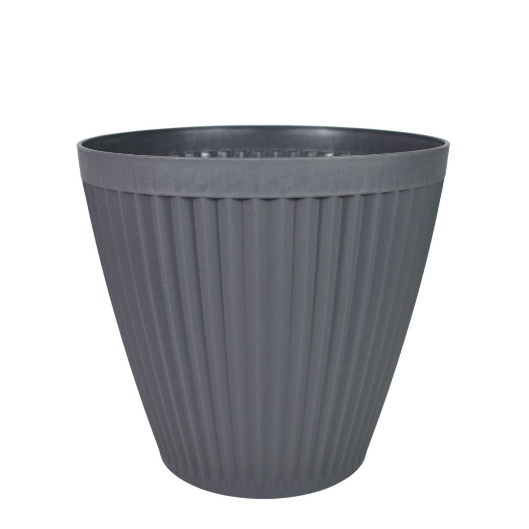 Maceta plástica gris 30x28.5cm.