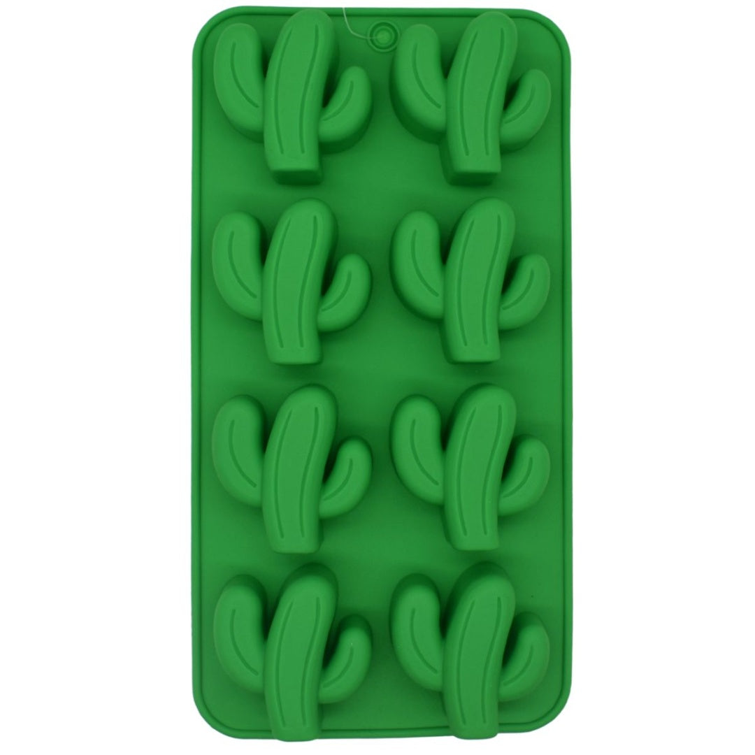 Molde de silicona con formas de cactus 21x11cm. Verde