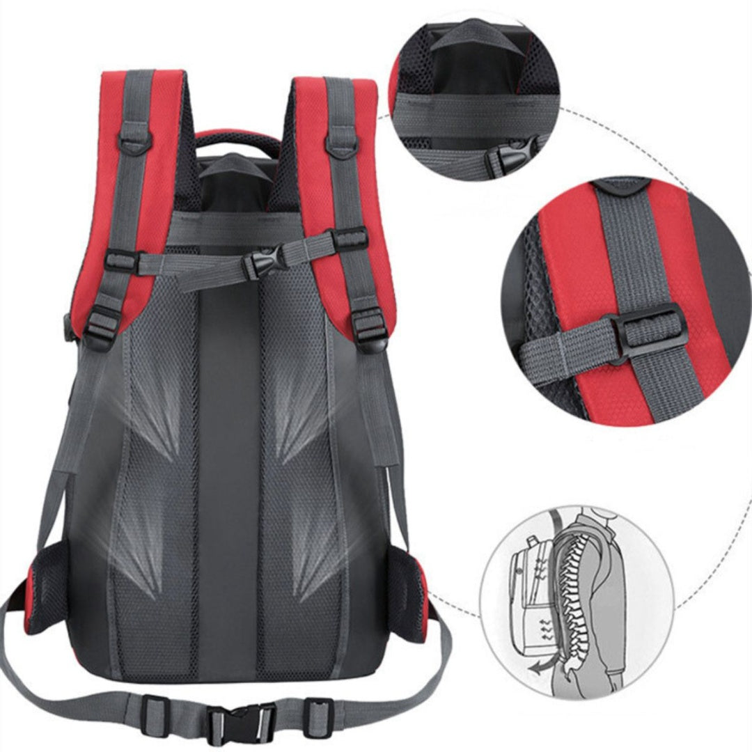Mochila camping 85L 50x30x16cm. Rojo