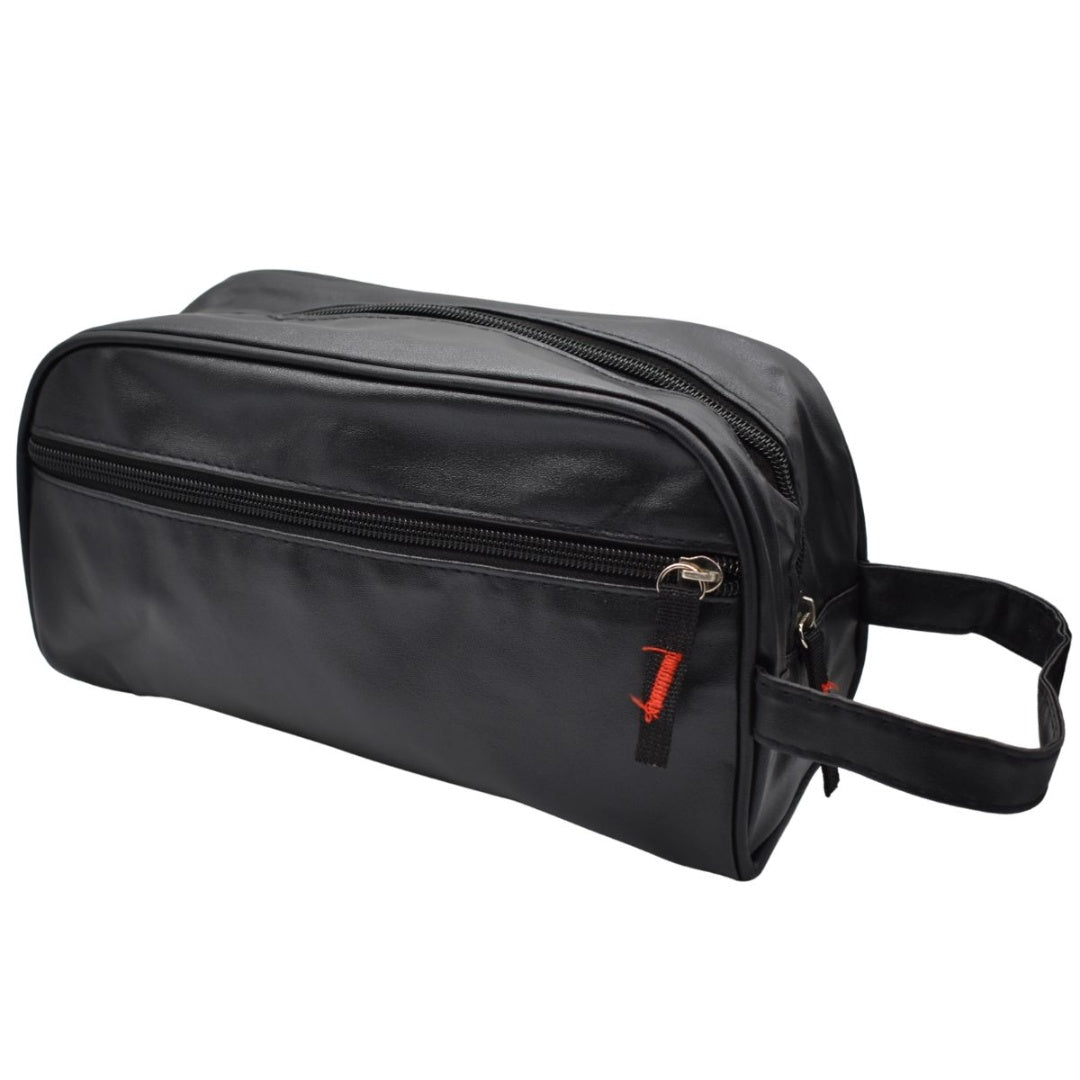 Bolso neceser negro con bolsillo 26x14x8cm.