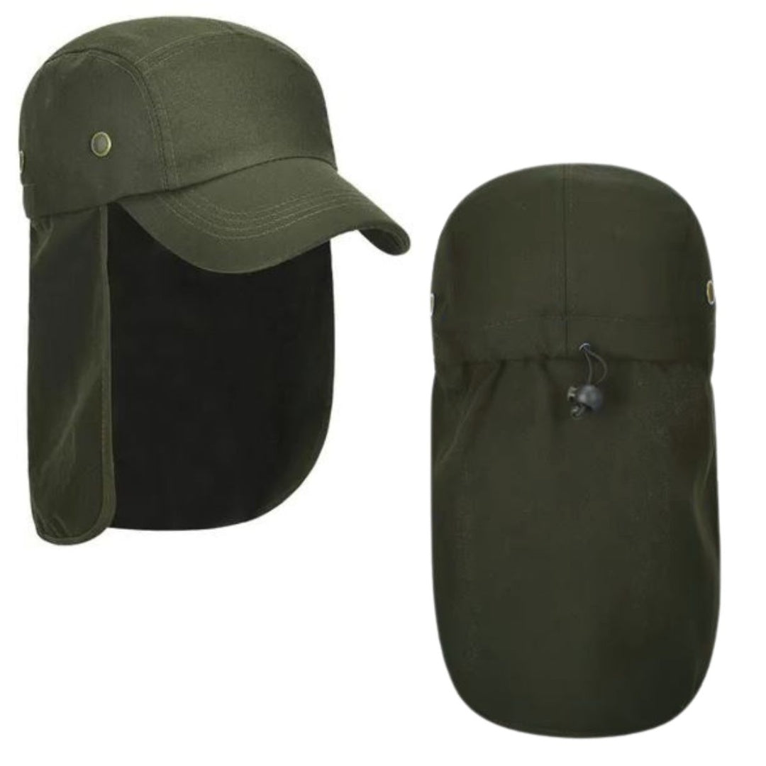 Gorro con visera y tapa nuca verde