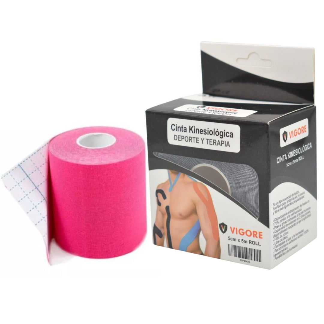 Cinta de kinesiología Vigore 5cm x5mts. Fucsia