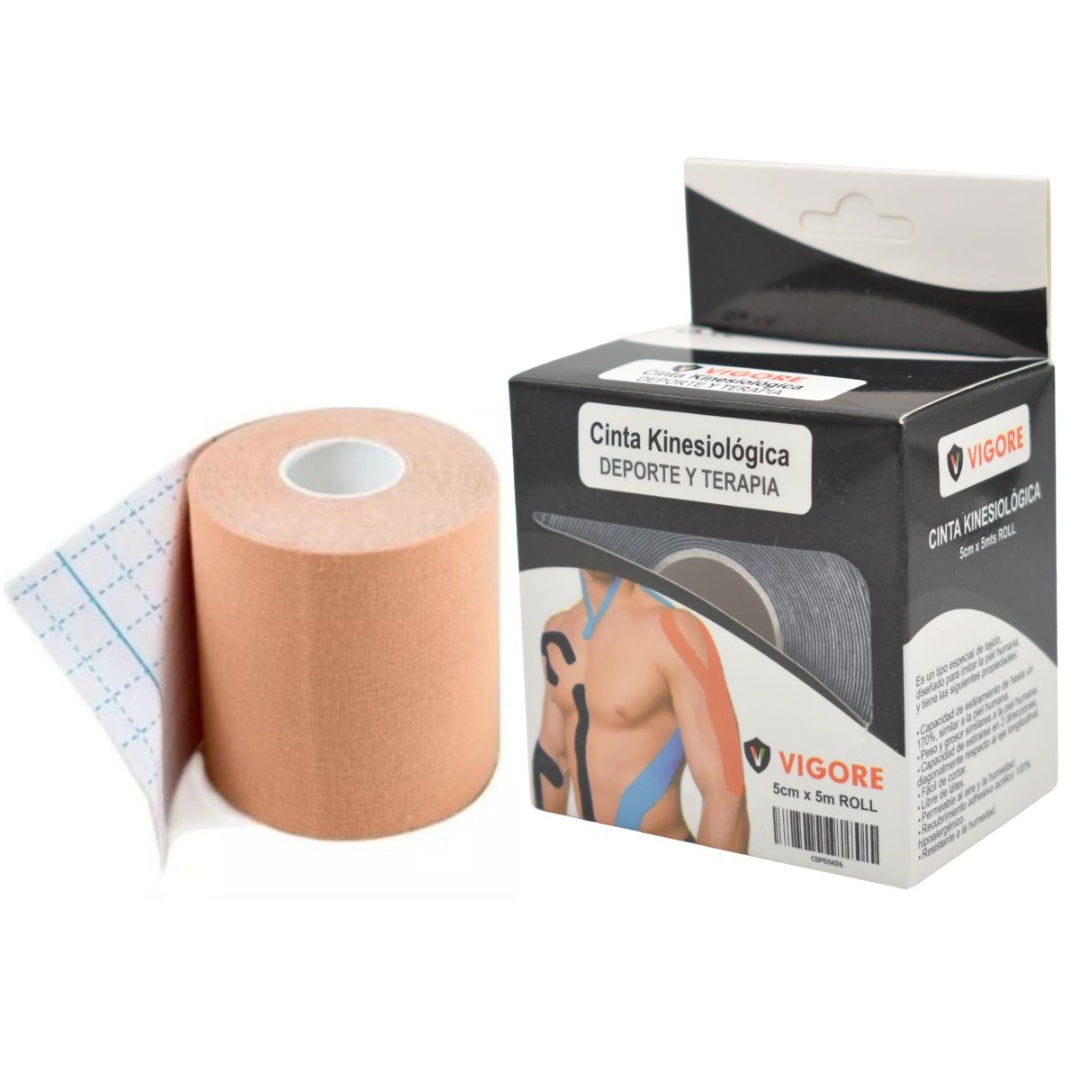 Cinta de kinesiología Vigore 5cm x5mts. Beige