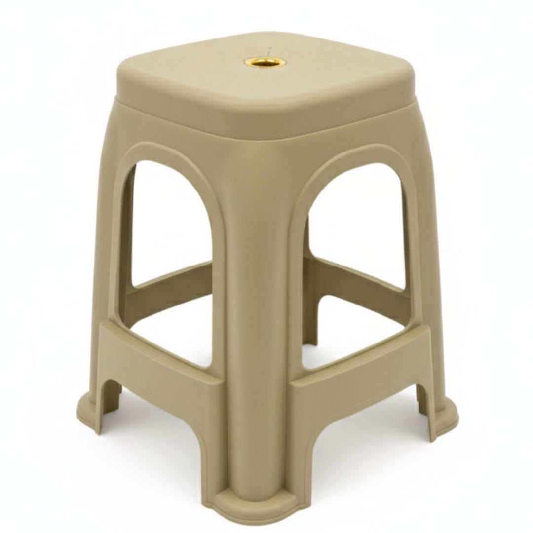 Banco taburete alto de plástico beige