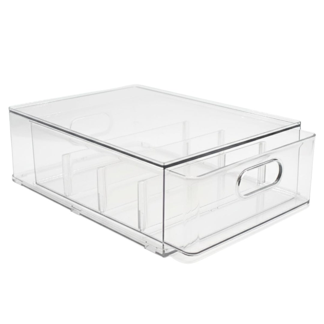 Organizador de acrílico cajón con separadores 33x24.5x11cm.