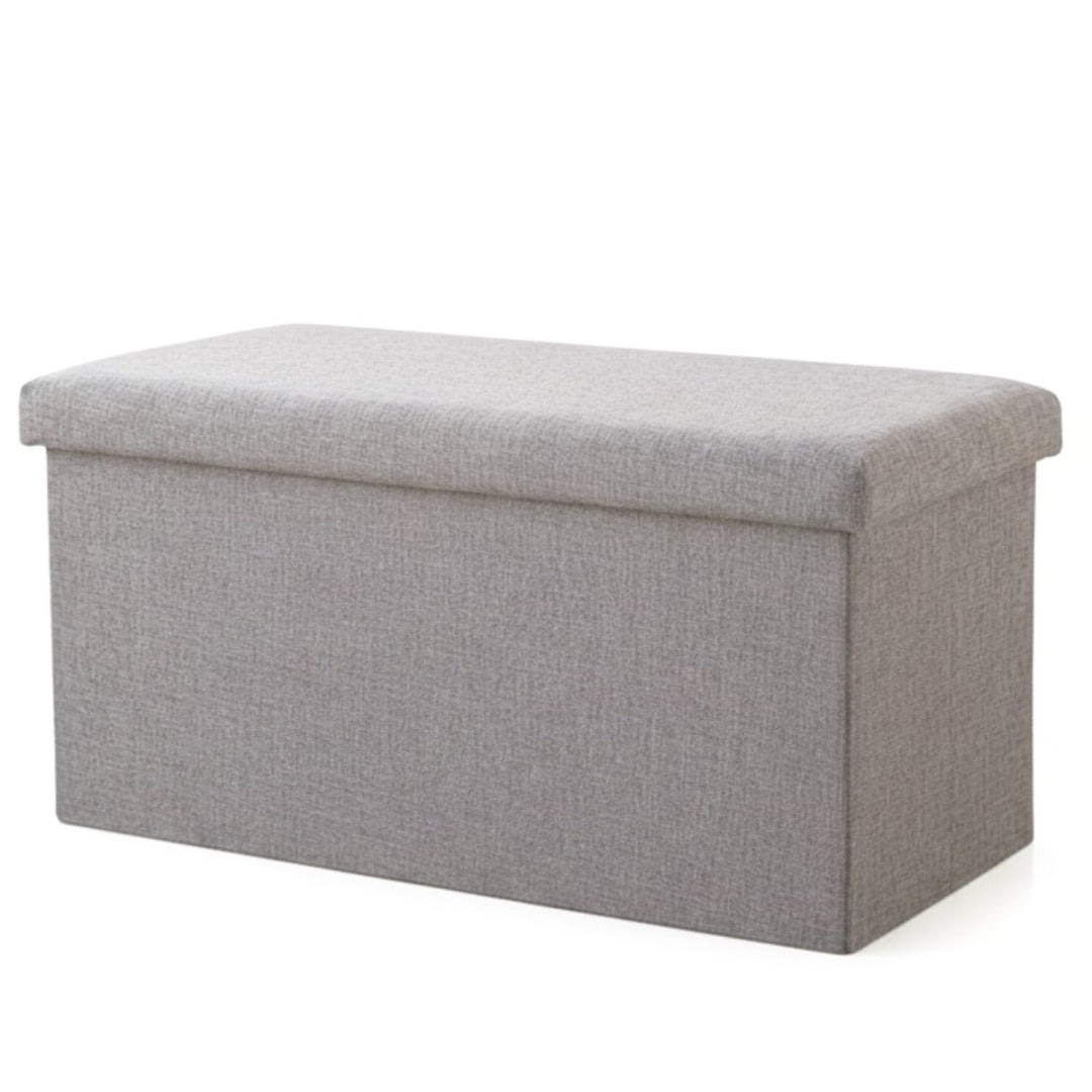 Banco puff baúl plegable gris 76x38x36cm.