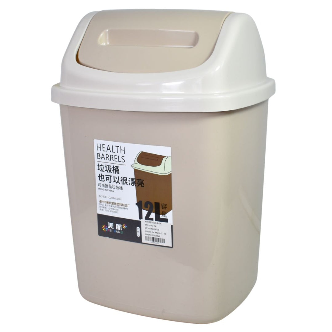 Papelera plástica beige 12L
