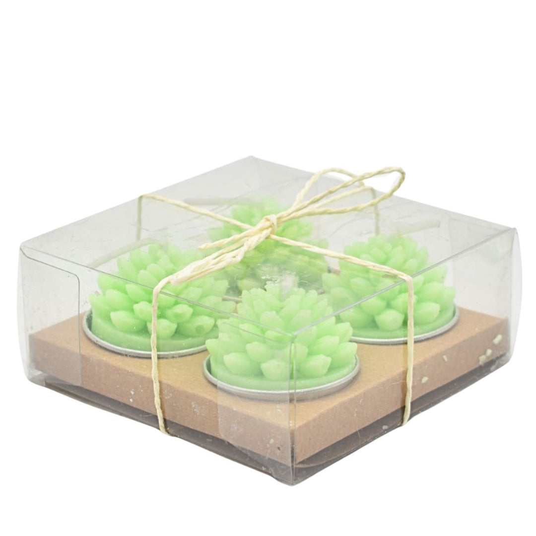 Velas verdes con formas x4 unidades 3.5x3.5cm