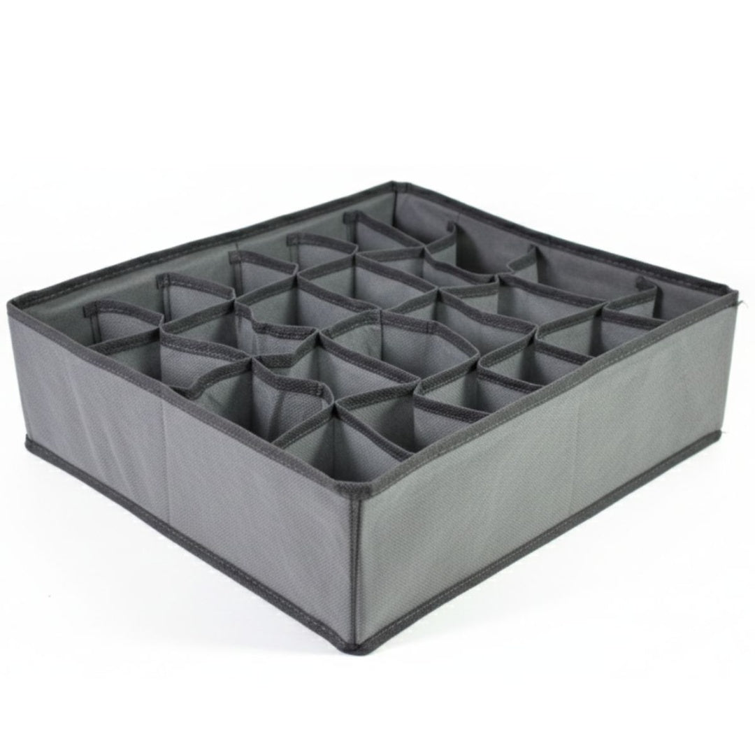 Caja organizadora de tela con separaciones 34x30x10cm.
