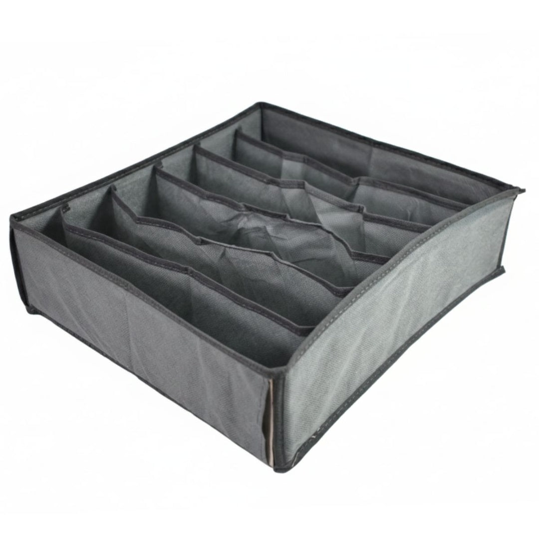 Caja organizadora de tela con separaciones 34x30x10cm.