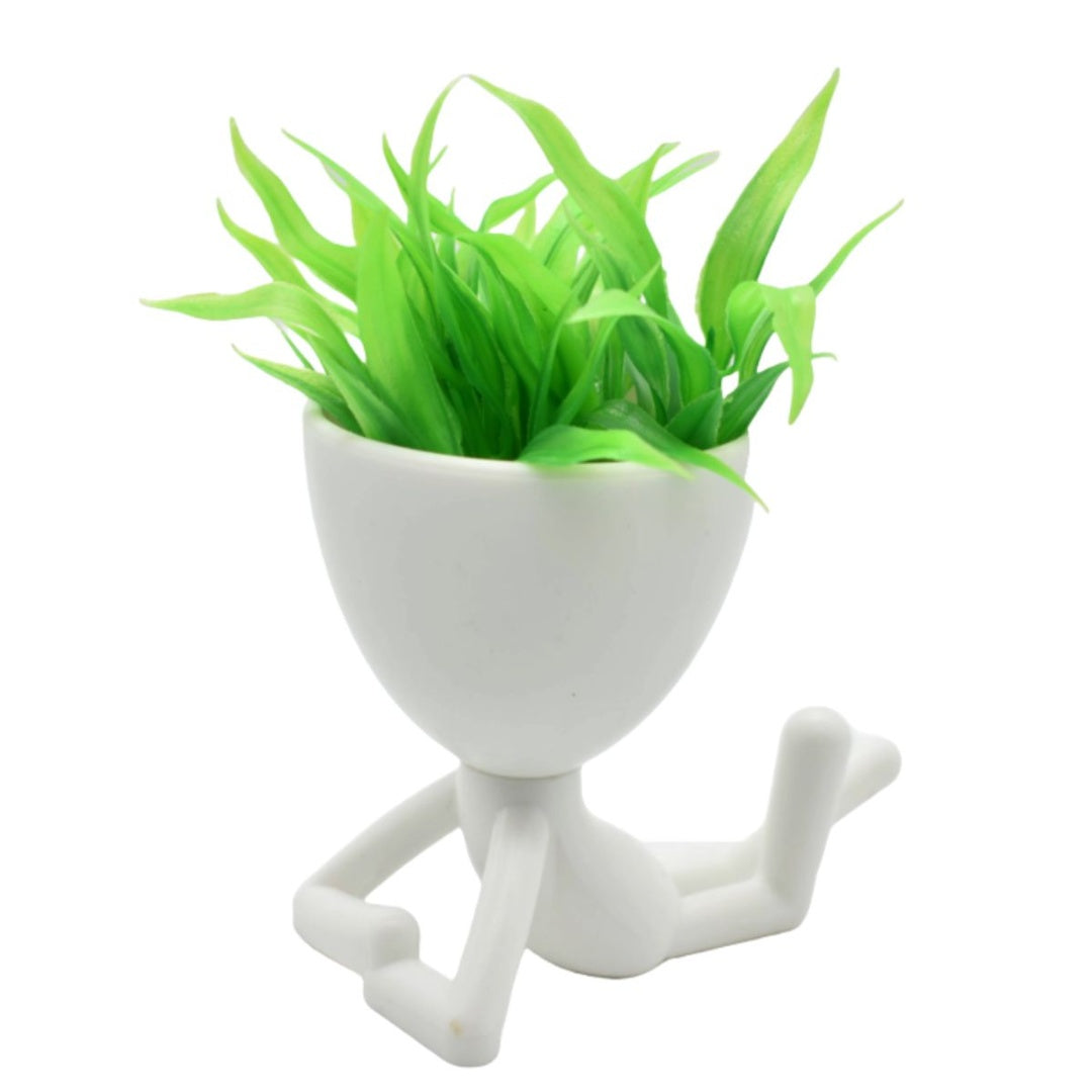 Maceta decorativa con planta artificial 15x12cm