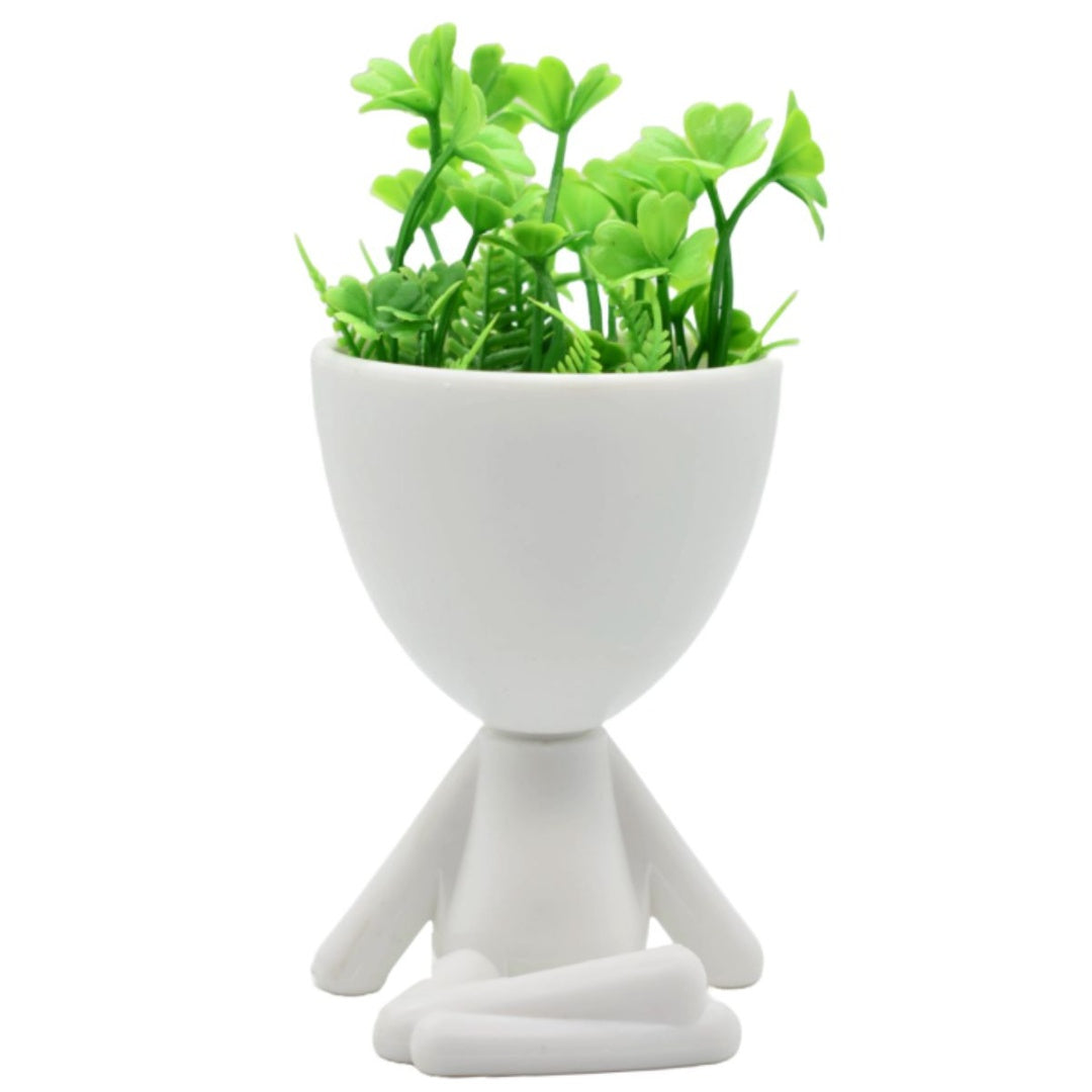 Maceta decorativa con planta artificial 15x8cm