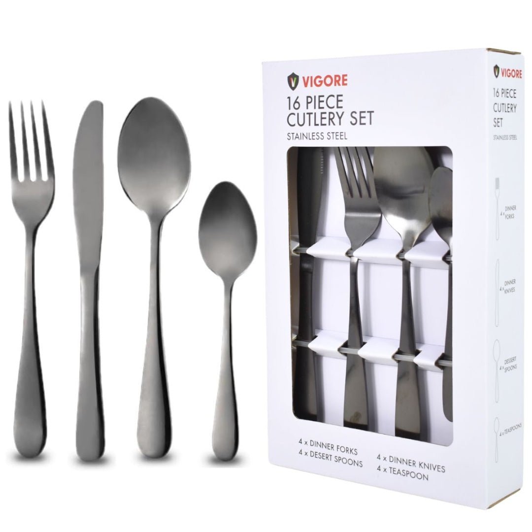 Juego de cubiertos de acero inoxidable Vigore 16pcs. Gris