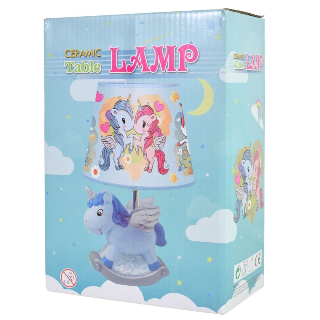 Lámpara de cerámica unicornio 32x20cm.