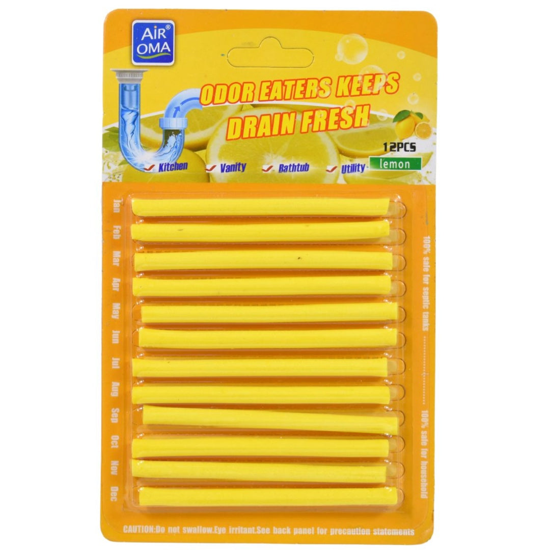 Barras limpiadoras para desagües y tuberías 12pcs. Limón