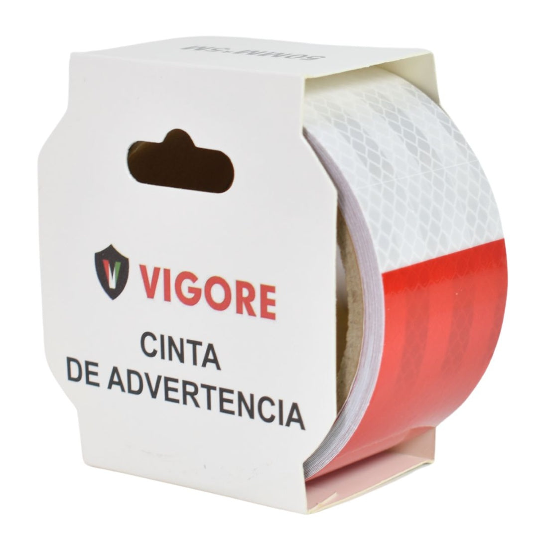 Cinta adhesiva reflectiva roja y blanca 5cm x 5mts