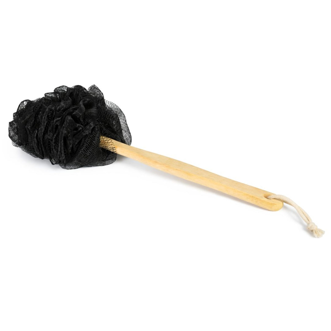 Esponja de ducha con mango de madera