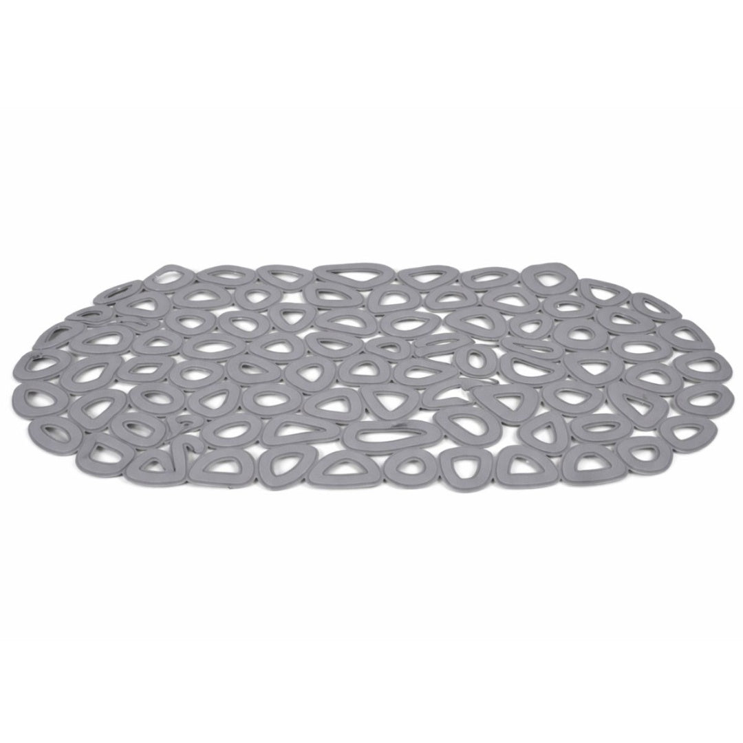 Alfombra de goma gris antideslizante para baño 34x64cm.