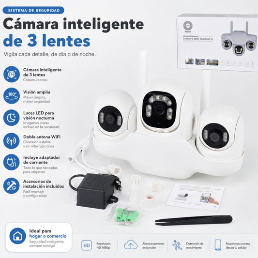 Cámara de seguridad WiFi 3 Lentes V380