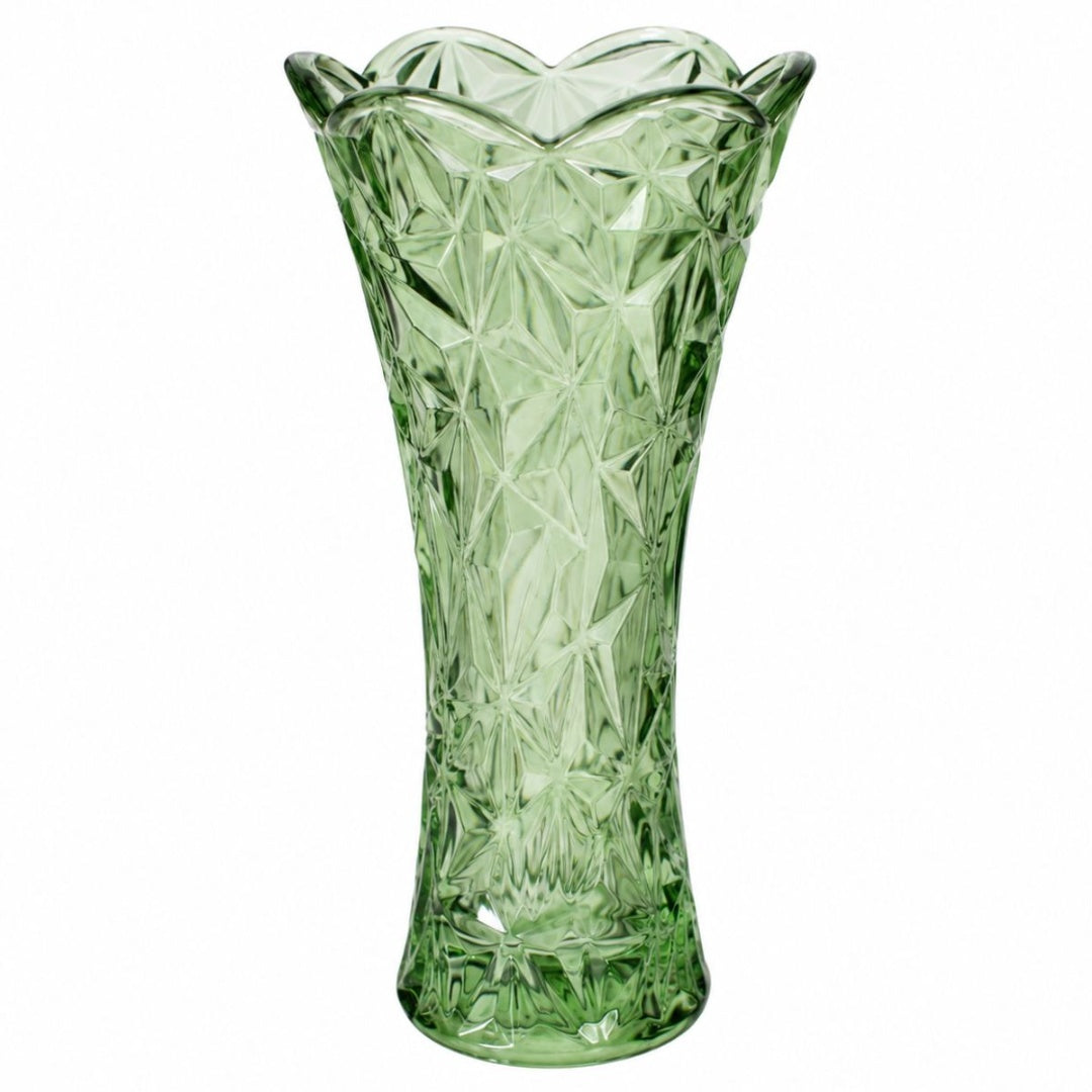 Florero jarrón de vidrio 19x9cm. Verde