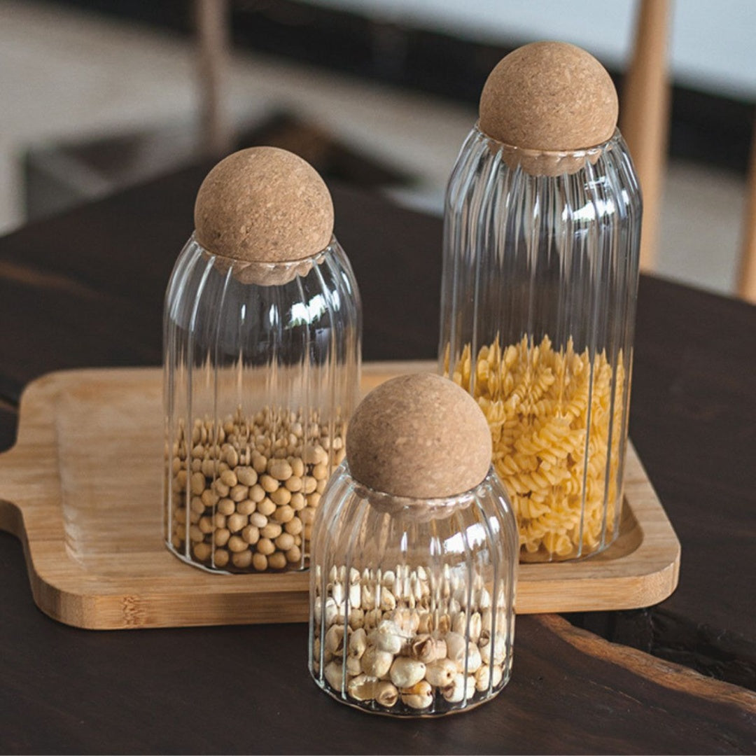 Frasco recipiente de vidrio con tapa esférica 25x9cm