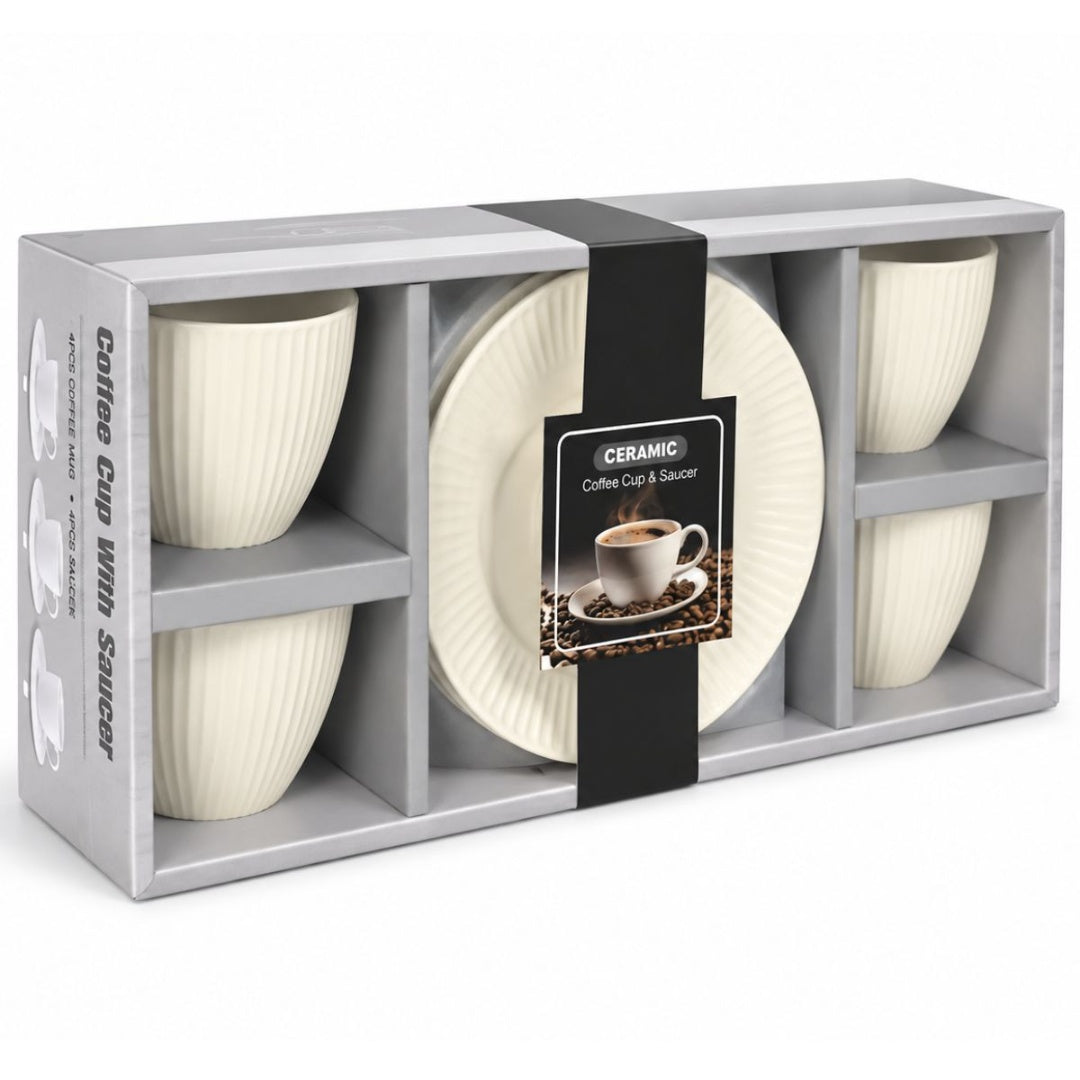 Set de tazas con platos de cerámica 8 piezas
