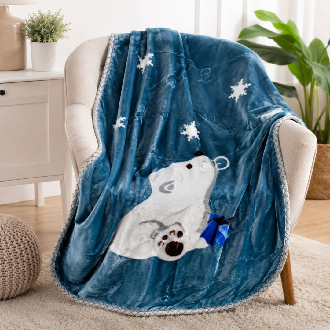 Manta azul texturizada para cuna 100x140cm Vigore