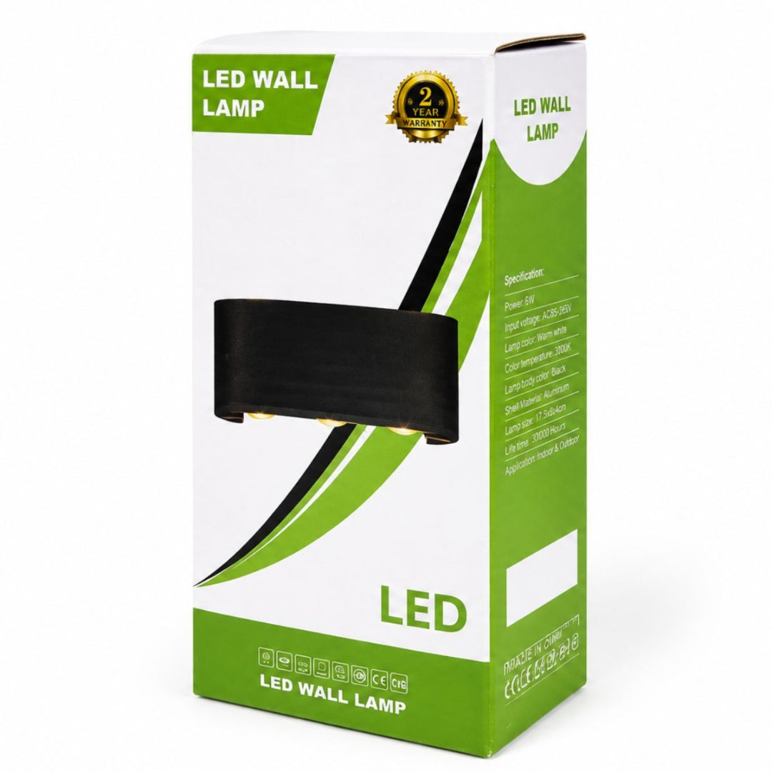 Luz LED cálida de pared aluminio 17x8cm 6W