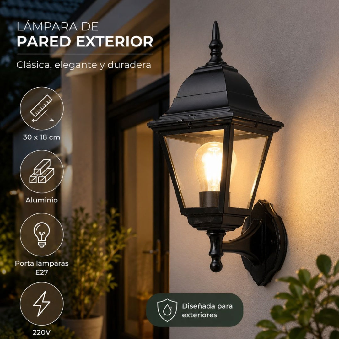Farol de aluminio para exteriores 30x18cm