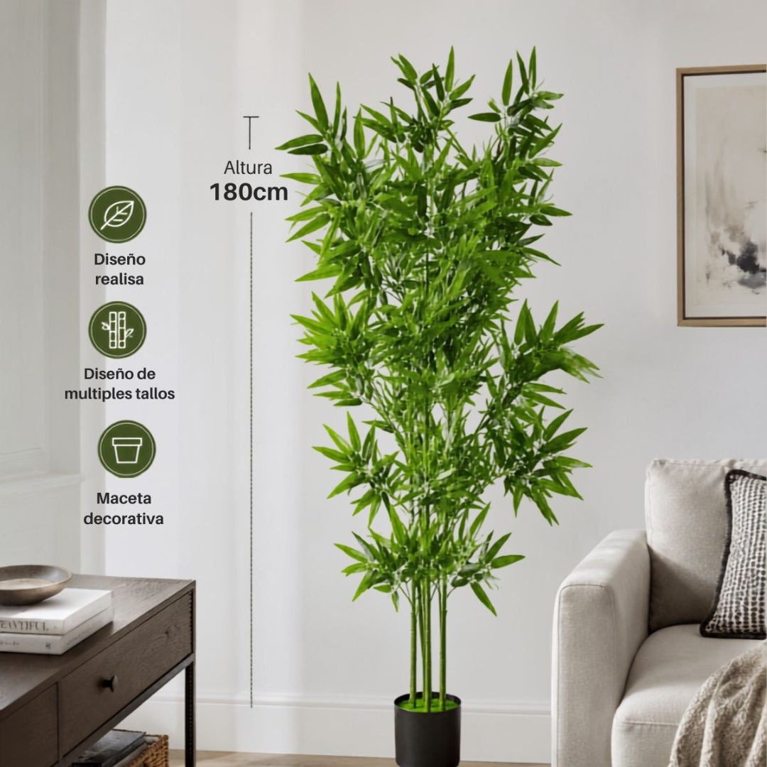 Planta artificial decorativa de bambú 1.8mts
