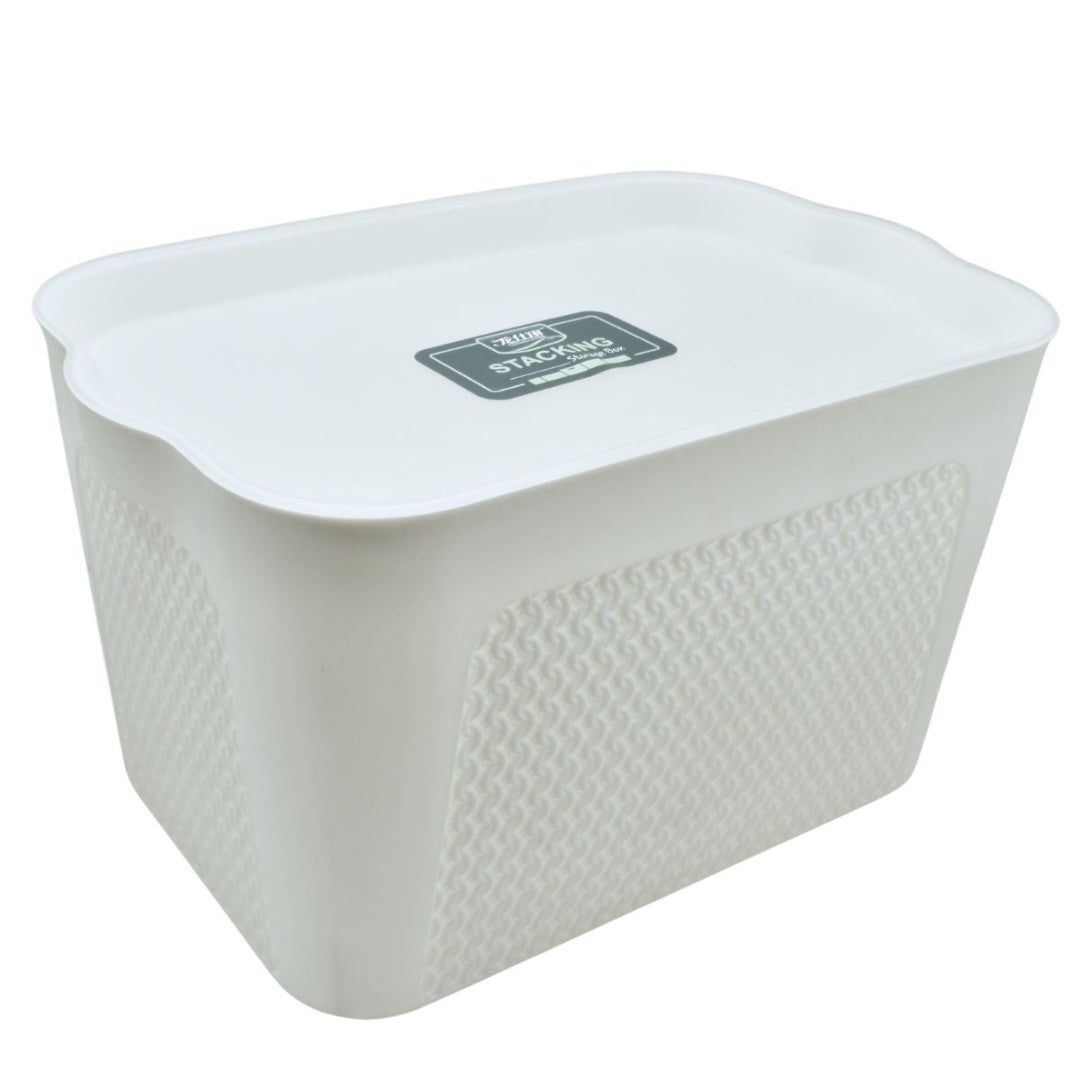 Caja plástica con tapa 28x18x16cm. Blanco