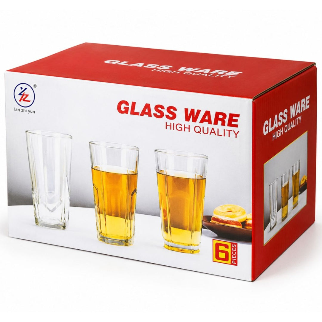 Vaso de vidrio x6 unidades 14x7.5cm