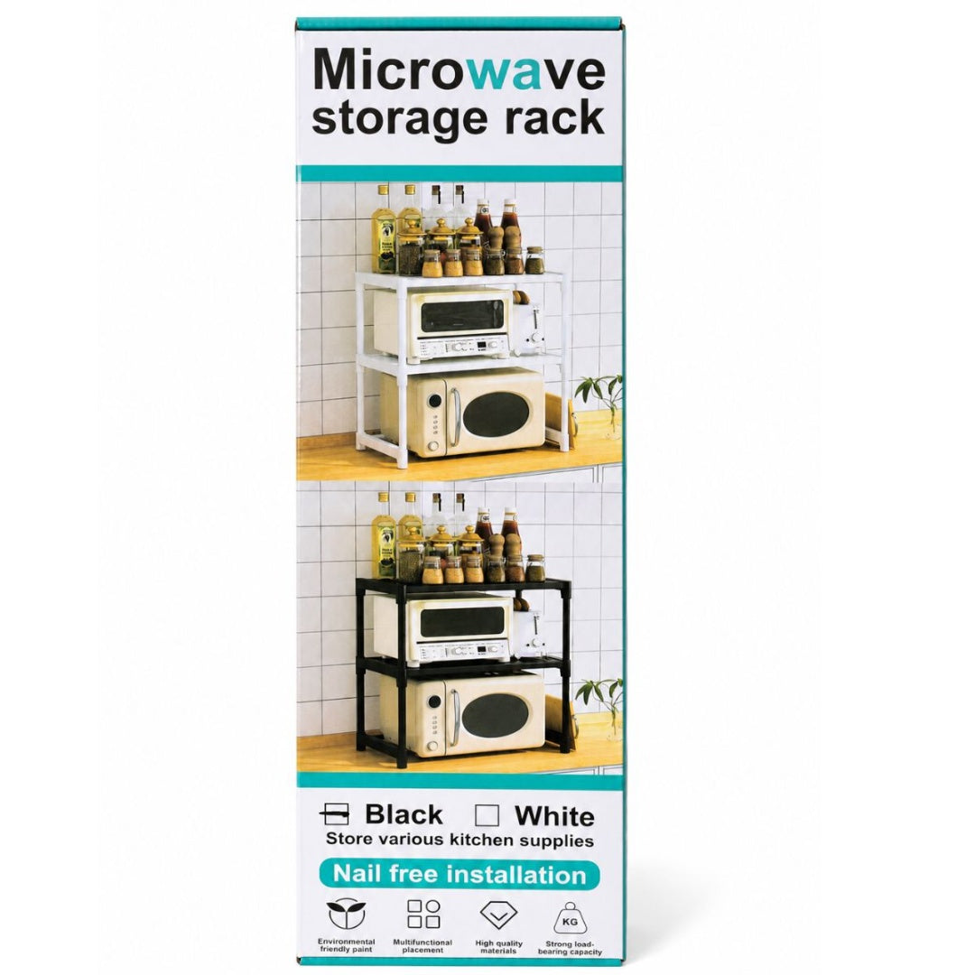 Organizador estante blanco dos niveles para microondas