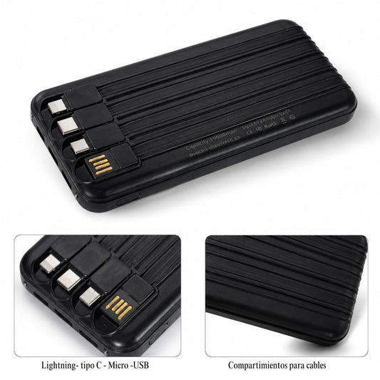 Power Bank 10000 mAh con cables integrados 22.5W