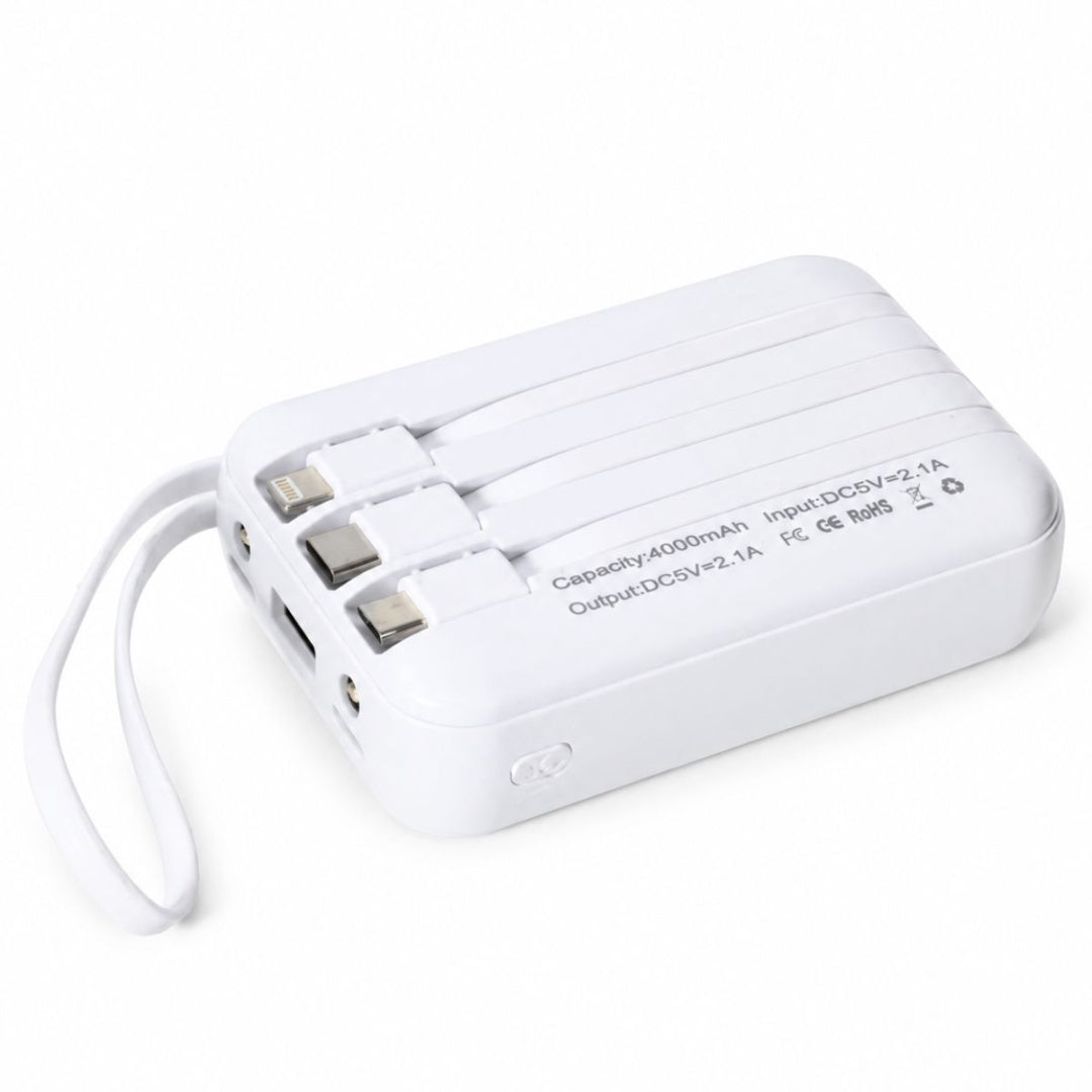 Power Bank 4000mAh con cables integrados