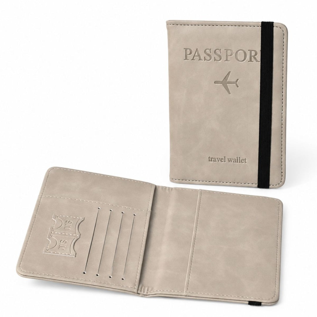 Porta pasaporte gris