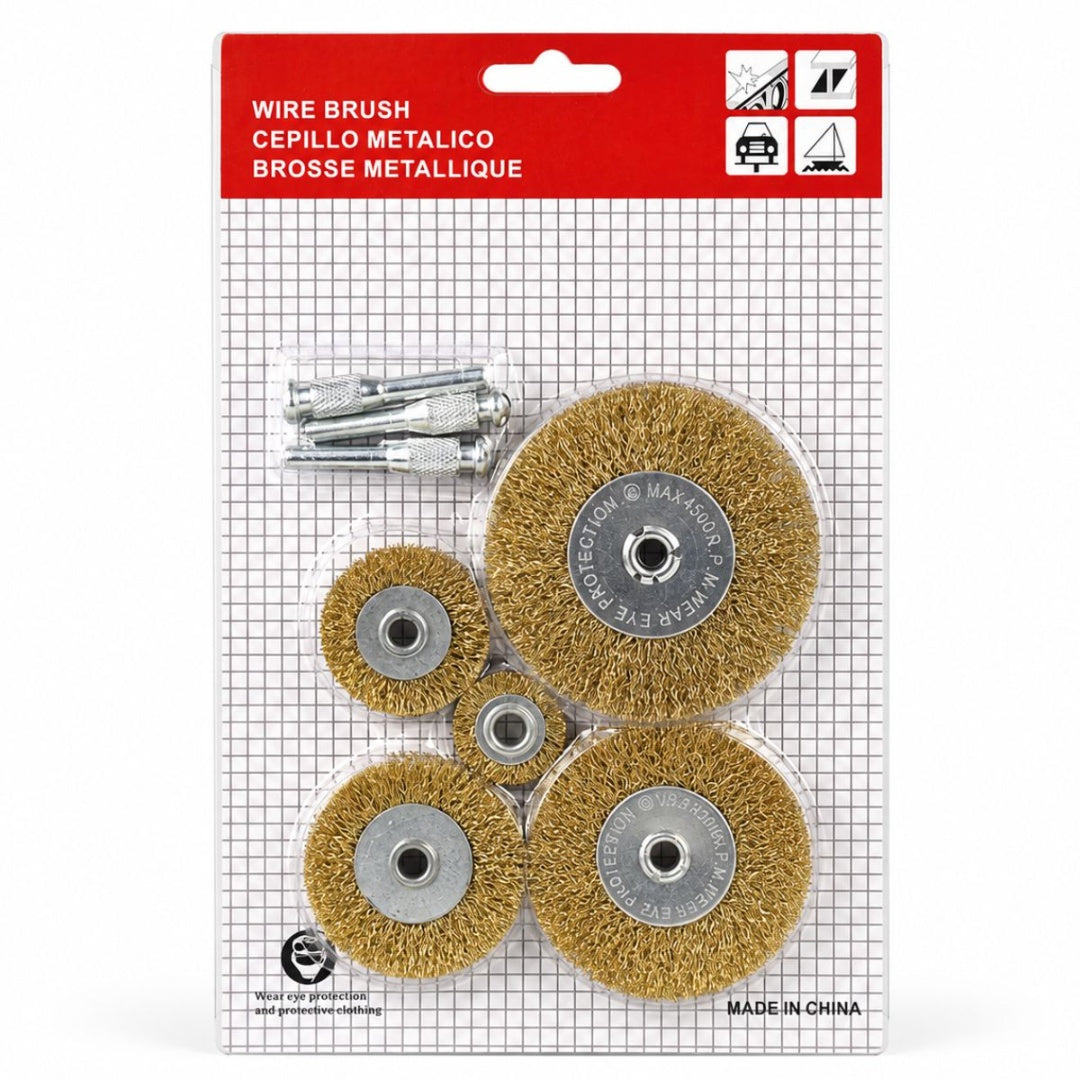 Set de cepillos metálicos para taladro